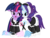 Size: 8000x6000 | Tagged: safe, artist:nightmaremoons, rarity, twilight sparkle, alicorn, pony, unicorn, g4, absurd resolution, alternate hairstyle, clothes, duster, female, latex, lesbian, maid, ship:rarilight, shipping, show accurate, simple background, transparent background, twilight sparkle (alicorn)