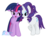 Size: 8000x6000 | Tagged: safe, artist:nightmaremoons, rarity, twilight sparkle, alicorn, pony, unicorn, g4, absurd resolution, alternate hairstyle, female, lesbian, mare, ship:rarilight, shipping, show accurate, simple background, transparent background, twilight sparkle (alicorn)