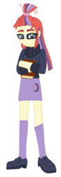 Size: 1024x2932 | Tagged: safe, artist:ferrokiva, moondancer, equestria girls, g4, book, clothes, equestria girls-ified, female, glasses, messy hair, solo, stockings, sweater