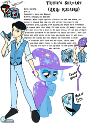 Size: 2480x3508 | Tagged: safe, artist:az-derped-unicorn, trixie, oc, oc:kadabra, human, g4, accessory swap, gary stu, high res, mary sue, mask, non-mlp oc