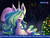 Size: 2560x1920 | Tagged: safe, artist:weird--fish, princess celestia, g4, alternate hairstyle, christmas tree, cute, cutelestia, cyrillic, female, fireworks, hair over one eye, looking at you, new year, open mouth, parody, russian, smiling, solo, television, tree, tv channel