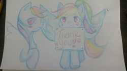 Size: 810x456 | Tagged: safe, artist:epluribusmodem, rainbow dash, g4, female, solo, thank you, traditional art