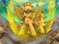 Size: 1500x1125 | Tagged: safe, artist:vavacung, pony, dragon ball, dragon ball z, ponified, solo, super saiyan