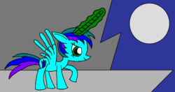 Size: 1207x636 | Tagged: safe, artist:killerbug2357, oc, oc only, oc:angelica, alicorn, pony, 1000 hours in ms paint, alicorn oc, magic, moon, ms paint, night, solo