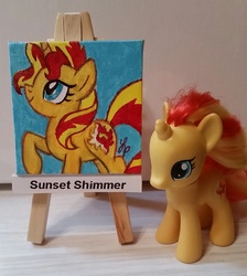 Size: 1836x2050 | Tagged: safe, artist:lucaspratt, sunset shimmer, pony, unicorn, g4, brushable, female, mare, painting, toy, traditional art