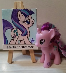 Size: 1836x2006 | Tagged: safe, artist:lucaspratt, starlight glimmer, pony, unicorn, g4, brushable, close enough, female, irl, painting, photo, toy, traditional art