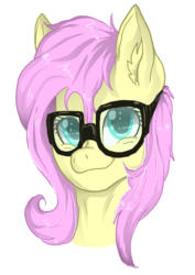 Size: 700x990 | Tagged: safe, artist:lesiwtroublemaker, fluttershy, g4, cute, female, glasses, portrait, shyabetes, smiling, solo