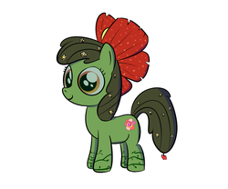 Size: 1200x1000 | Tagged: safe, artist:mightyshockwave, apple bloom, alraune, plant pony, pony, g4, female, filly, foal, plant, simple background, smiling, solo, species swap, transformation, white background