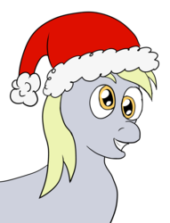 Size: 2484x3257 | Tagged: safe, artist:yadge, derpy hooves, pegasus, pony, g4, christmas, female, hat, high res, mare, santa hat, simple background, solo