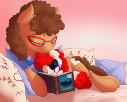 Size: 2500x2000 | Tagged: safe, artist:nobody47, twist, oc, oc:trissie, g4, cute, eyepatch, high res, mother and daughter, reading, twistabetes
