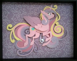 Size: 1024x809 | Tagged: safe, artist:griffsnuff, artist:shpooshadowboxes, part of a set, princess cadance, g4, collaboration, craft, cut paper, female, shadowbox, solo, traditional art