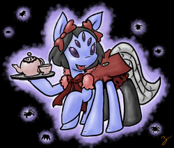 Size: 1024x867 | Tagged: safe, artist:zutcha, monster pony, original species, pony, spider, spiderpony, muffet, ponified, solo, undertale