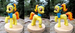 Size: 1024x454 | Tagged: safe, artist:daisymane, oc, oc only, goggles, photo, raised hoof, sculpture, solo, traditional art, wonderbolts, wonderbolts uniform