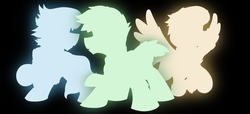 Size: 4680x2126 | Tagged: safe, earth pony, pegasus, pony, male, sillhouette, stallion