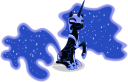 Size: 4230x2709 | Tagged: safe, artist:vector-brony, nightmare moon, g4, the cutie re-mark, female, grin, lidded eyes, raised hoof, simple background, smiling, solo, transparent background, vector