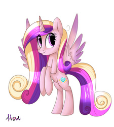 Size: 900x1000 | Tagged: safe, artist:heu-hey, princess cadance, g4, female, rearing, simple background, solo, spread wings