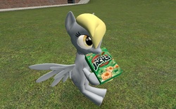 Size: 1024x640 | Tagged: safe, artist:sandwich, derpy hooves, pegasus, pony, g4, 3d, apple jacks, cereal, eating, female, food, gmod, mare, solo
