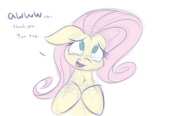 Size: 1280x853 | Tagged: safe, artist:heir-of-rick, fluttershy, g4, dialogue, female, sketch, solo