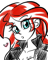 Size: 650x800 | Tagged: safe, artist:mojot, sunset shimmer, equestria girls, g4, :o, daily sunset, female, heart, portrait, solo