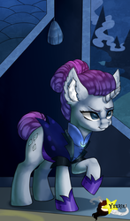 Size: 1024x1740 | Tagged: safe, artist:yeeriki, rarity, g4, the cutie re-mark, female, night maid rarity, raised hoof, solo