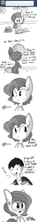 Size: 726x4356 | Tagged: safe, artist:tjpones, oc, oc only, oc:brownie bun, oc:richard, unnamed oc, earth pony, human, pony, horse wife, adorkable, ask, blushing, book, bread, brownie bun without her pearls, comic, cute, descriptive noise, dork, ekg, electrocardiogram, food, genius, grayscale, heart, meme, monochrome, origins, poster, richard with hair, studying, tumblr, younger