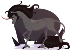 Size: 1963x1408 | Tagged: safe, artist:vivalis-soul, king sombra, classical unicorn, g4, curved horn, horn, leonine tail, male, solo, unshorn fetlocks