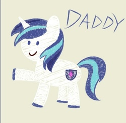 Size: 563x552 | Tagged: safe, artist:ceejayponi, shining armor, g4, crayon, cute, male, raised hoof, solo