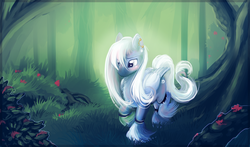 Size: 1080x637 | Tagged: safe, artist:lazeros, oc, oc only, oc:borealis waltz, pegasus, pony, forest, unshorn fetlocks