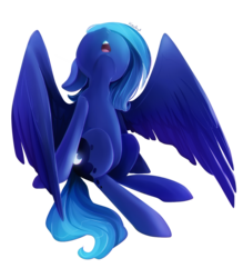 Size: 1100x1257 | Tagged: safe, artist:skyeypony, princess luna, alicorn, pony, g4, female, looking up, mare, s1 luna, simple background, sitting, solo, spread wings, transparent background, wings, younger