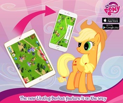 Size: 940x788 | Tagged: safe, gameloft, applejack, earth pony, pony, g4, official, female, iphone, mare, my little pony logo, solo