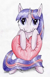 Size: 1741x2633 | Tagged: safe, artist:40kponyguy, derpibooru exclusive, twilight sparkle, g4, cute, female, heart, heart eyes, looking at you, solo, traditional art, twiabetes, wingding eyes