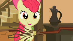 Size: 1366x768 | Tagged: safe, screencap, apple bloom, family appreciation day, g4, broom, female, solo