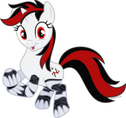 Size: 4169x3932 | Tagged: safe, artist:adog0718, oc, oc only, oc:blackjack, cyborg, pony, unicorn, fallout equestria, fallout equestria: project horizons, g4, the cutie re-mark, amputee, cutie mark, cybernetic legs, fanfic, fanfic art, female, hooves, horn, inkscape, level 1 (project horizons), looking at you, mare, open mouth, simple background, solo, starlight says bravo, transparent background, vector