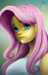 Size: 800x1250 | Tagged: safe, artist:sugarheartart, fluttershy, equestria girls, g4, female, portrait, realistic, solo