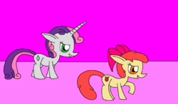 Size: 1894x1110 | Tagged: safe, artist:killerbug2357, apple bloom, sweetie belle, g4, 1000 hours in ms paint, ms paint, wrong cutie mark