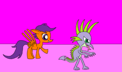 Size: 1894x1110 | Tagged: safe, artist:killerbug2357, scootaloo, spike, g4, 1000 hours in ms paint, ms paint, wrong cutie mark