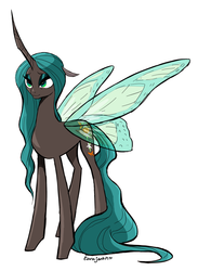 Size: 1280x1746 | Tagged: safe, artist:tarajenkins, queen chrysalis, changeling, changeling queen, g4, butterfly wings, female, holeless, simple background, solo, white background