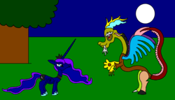 Size: 1441x822 | Tagged: safe, artist:killerbug2357, discord, princess luna, g4, 1000 hours in ms paint, ms paint