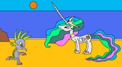 Size: 1502x822 | Tagged: safe, artist:killerbug2357, princess celestia, spike, g4, 1000 hours in ms paint, ms paint