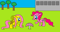 Size: 1492x802 | Tagged: safe, artist:killerbug2357, fluttershy, pinkie pie, g4, 1000 hours in ms paint, ms paint