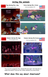 Size: 2000x3188 | Tagged: safe, flash sentry, twilight sparkle, dog, human, pony, unicorn, equestria girls, g4, comparison, context is for the weak, dancing, floppy ears, high res, humanized, op is a duck, soviet union, unicorn twilight, wat