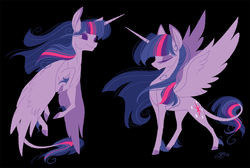 Size: 1000x672 | Tagged: safe, artist:probablyfakeblonde, twilight sparkle, alicorn, classical unicorn, pony, g4, female, horn, leonine tail, limited palette, mare, solo, twilight sparkle (alicorn)
