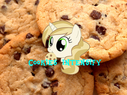Size: 1500x1123 | Tagged: safe, sweet biscuit, g4, :t, cookie, cookie cutter, eating, female, food, inkscape, meme, nom, ponyscape, smiling, solo, vector, x intensifies