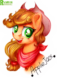 Size: 1220x1655 | Tagged: safe, artist:vird-gi, applejack, g4, female, smiling, solo, traditional art