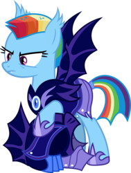 Size: 4544x6000 | Tagged: safe, artist:magister39, rainbow dash, bat pony, pony, the cutie re-mark, absurd resolution, alternate hairstyle, alternate timeline, armor, bat ponified, ear tufts, female, helmet, mare, mohawk, night guard, night guard dash, nightmare takeover timeline, race swap, rainbowbat, short hair, simple background, solo, transparent background, vector