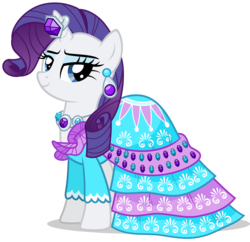 Size: 4133x4000 | Tagged: dead source, safe, artist:xebck, rarity, pony, g4, simple ways, absurd resolution, clothes, dress, earring, female, horn, horn ring, necklace, piercing, simple background, solo, transparent background, vector