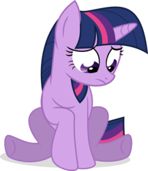 Size: 5822x6704 | Tagged: safe, artist:aureai, twilight sparkle, g4, absurd resolution, female, looking down, sad, simple background, sitting, solo, transparent background, vector