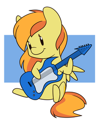 Size: 1198x1500 | Tagged: safe, artist:estrill, oc, oc only, oc:graceful sunrise, chibi, guitar, solo