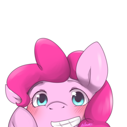 Size: 1000x1000 | Tagged: safe, artist:yanyao, pinkie pie, g4, female, pixiv, simple background, solo, transparent background