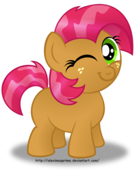 Size: 1024x1261 | Tagged: safe, artist:aleximusprime, babs seed, g4, adorababs, cute, female, simple background, solo, transparent background, wink